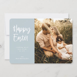 Custom Colour Modern Script Happy Easter Photo Holiday Card