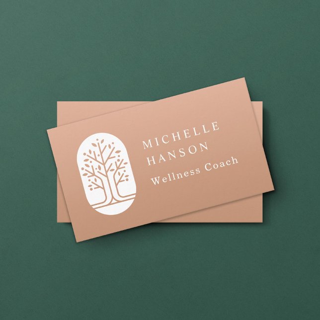 Custom Colour Modern Tree Health Wellness Coach Business Card (Creator Uploaded)