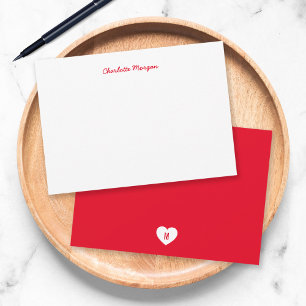 Custom Colour Monogram Heart Back Modern Script Card