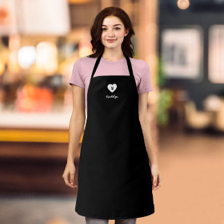 Custom Colour Monogram Heart Modern Script Apron
