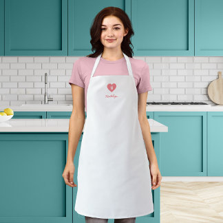 Custom Colour Monogram Heart Modern Script Apron