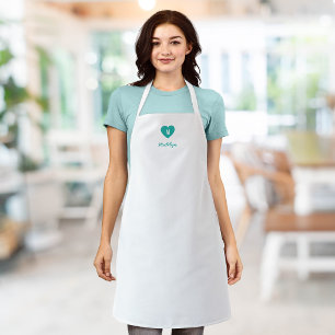 Custom Colour Monogram Heart Modern Script Apron