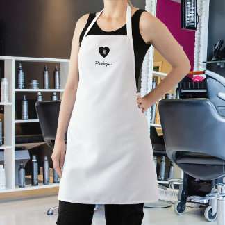 Custom Colour Monogram Heart Modern Script Apron