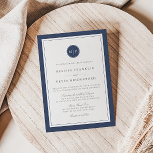 Custom Colour Monogram Wedding Invitation