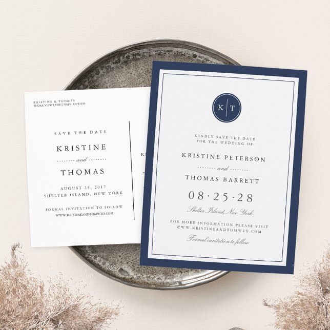 Custom Colour Monogram Wedding Save the Date Announcement Postcard (Creator Uploaded)