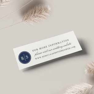 Custom Colour Monogram Wedding Website Cards