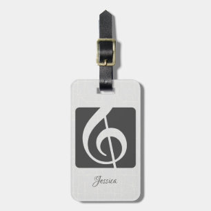 Custom Colour Music Symbol - Treble Clef Luggage Tag