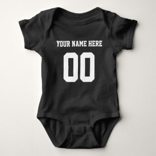 Custom Colour/Name Baby Sports Black Jersey Baby Bodysuit