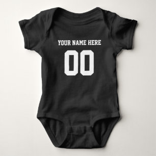 Custom Colour/Name Baby Sports Black Jersey Bodysuit