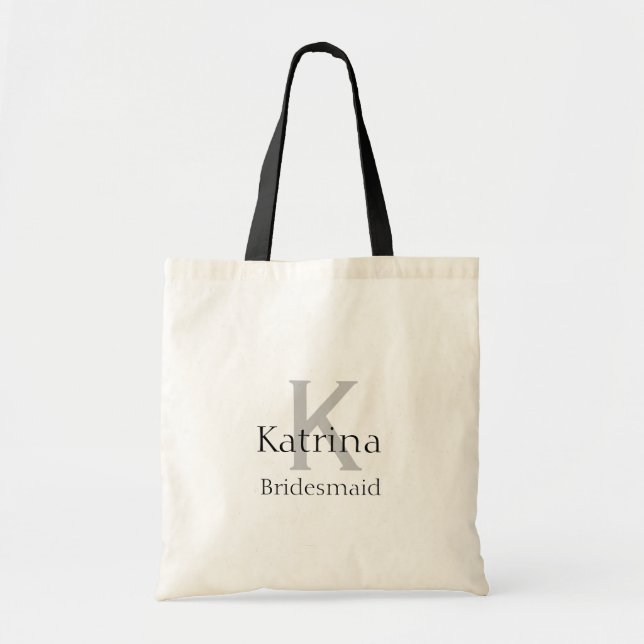 Custom Colour Name Black Grey Bridesmaid Gift Favo Tote Bag (Front)