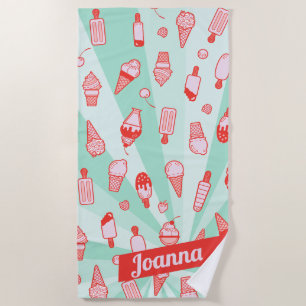 Custom Colour Name Ice Cream Print Beach Towel