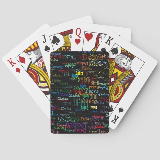 custom colour name  personalised black playing cards (Back)