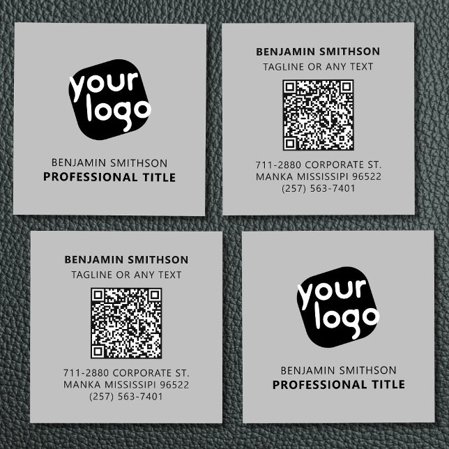 Custom Colour Name Title Add Your Logo Here Brande Square Business Card (Creator Uploaded)