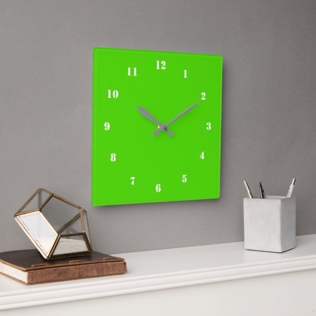 Custom Colour Number Fonts Modern Neon Green Clock (Office)