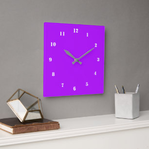 Custom Colour Number Fonts Modern Purple Wall Cloc Square Wall Clock
