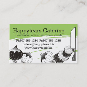 Custom colour onions chef knife catering culinary business card