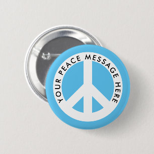Custom colour peace button with personalised text