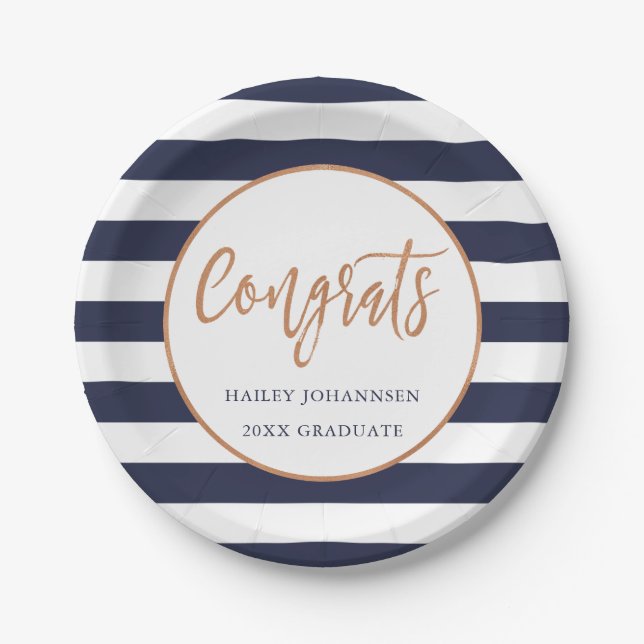 Custom Colour Personalised Graduation Party Plates (Front)