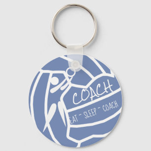 Custom Colour Personalised Netball Coach Key Ring