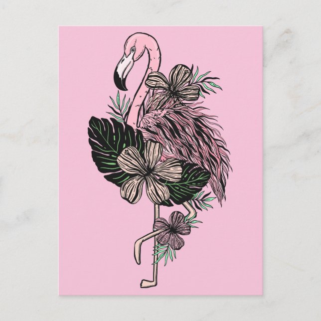 Custom Colour Pink Flamingo Postcard (Front)