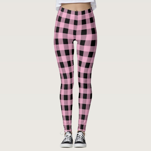 Custom Colour Plaid Pattern Leggings (Front)