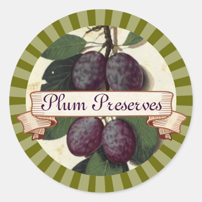 custom colour plum fruit tree canning label (Front)