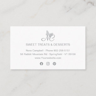 Custom Colour Pretty Butterfly Monogram Instagram Business Card