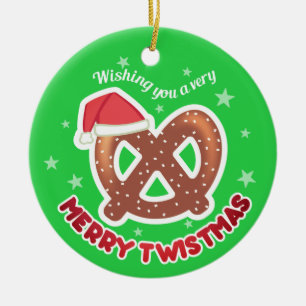 Custom colour pretzel foodie Christmas ornament