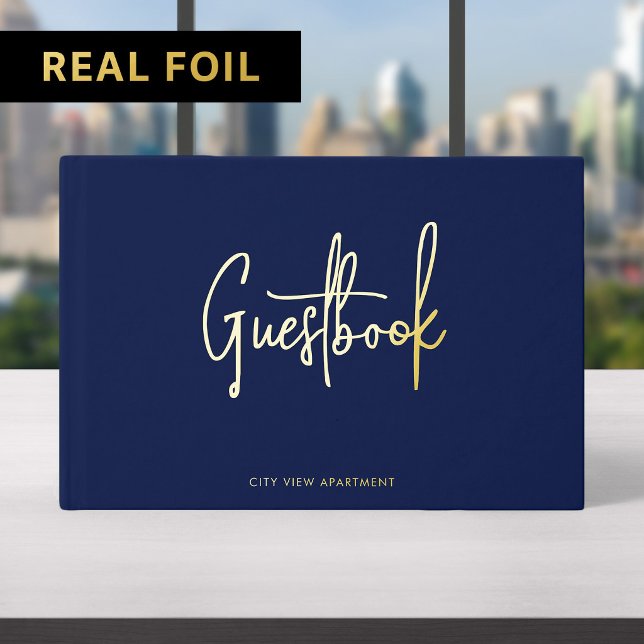 Custom Colour Property Modern Script Minimalist Guest Book (Creator Uploaded)