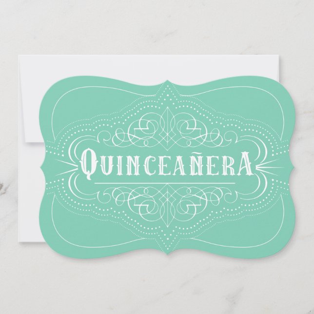 Custom Colour Quinceañera South Western Mint Green Invitation (Front)
