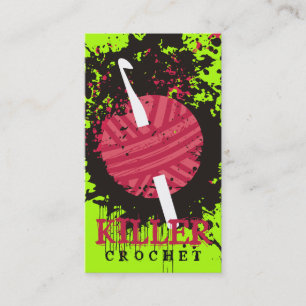 Custom colour red yarn explosion crochet hook business card