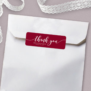Custom Colour Relax Script Thank You Wedding Favou Return Address Label