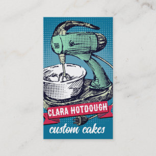 Custom colour retro stand mixer baking bakery card