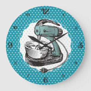 Custom colour retro stand mixer girly kitchen cloc large clock