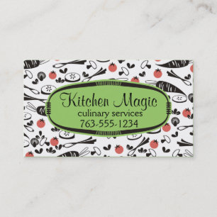 Custom colour retro vegetables cooking chef card