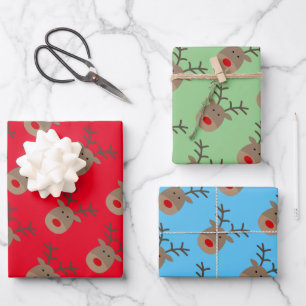 Custom colour Rudolf the reindeer cartoon Christma Wrapping Paper Sheet