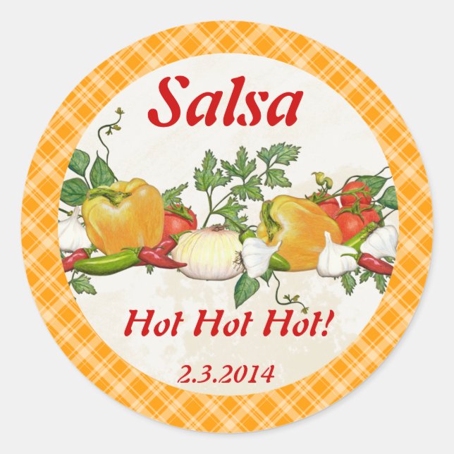 Custom colour salsa ingredients canning label (Front)