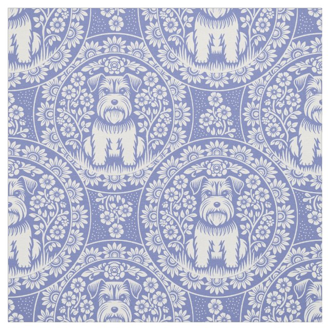 Custom Colour Schnauzers or Other Terriers Floral Fabric (Swatch)