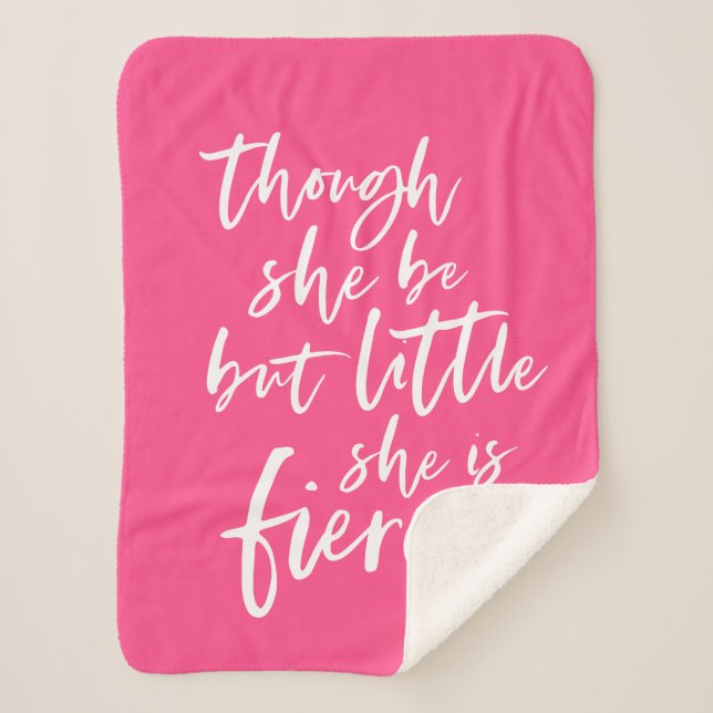 Custom Colour Script Little But Fierce Shakespeare Sherpa Blanket (Front)