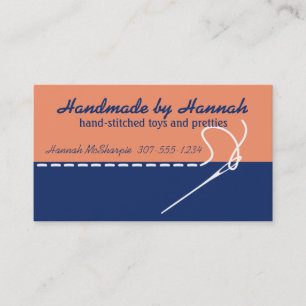 Custom colour sewing needle stitching embroidery business card