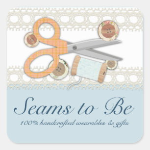 Custom colour sewing scissors buttons thread square sticker