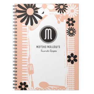 Custom colour shabby girly chef bakery utensils notebook