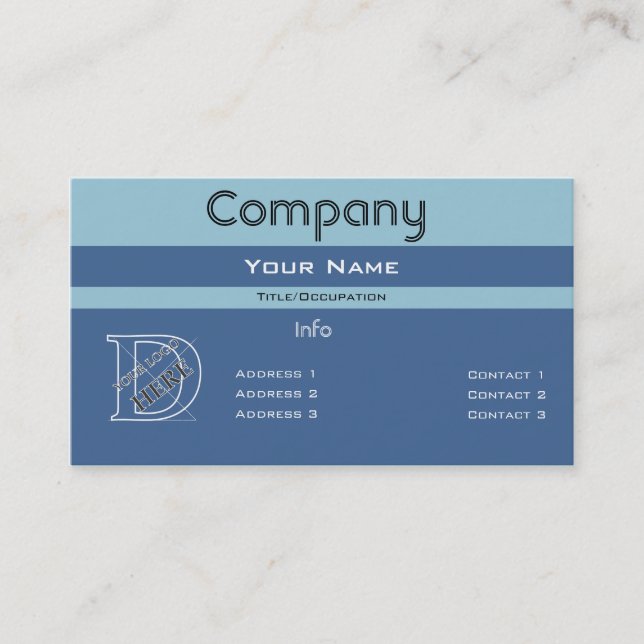 Custom Colour-Simple Blue Barred Design Business Card (Front)