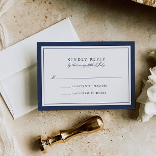 Custom Colour Simple Border Wedding RSVP Card