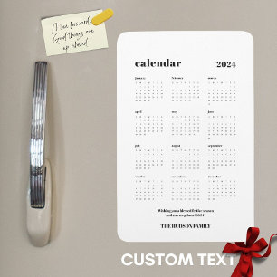 Custom Colour SImple Chic 2024 White Calendar Magnet
