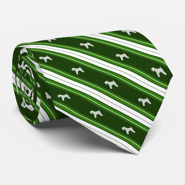Custom Colour Soft Coated Wheaten Terrier Striped Tie (Rolled)