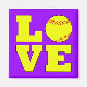 Custom Colour Softball Love Fridge Magnet