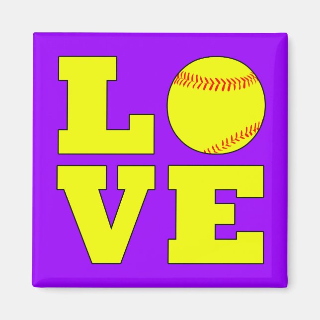 Custom Colour Softball Love Fridge Magnet (Front)