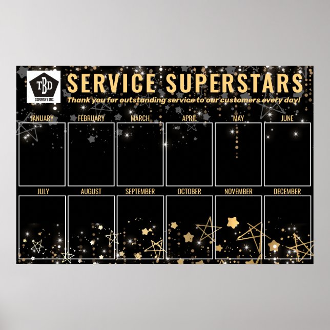 Custom colour  stars photo employee of the month p poster (Front)