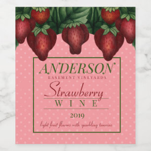 Custom colour strawberry strawberries homemade win wine label